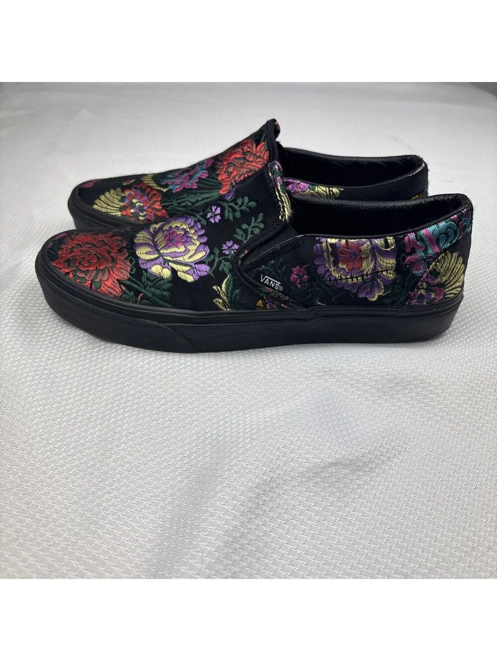 Vans Classic Slip On Festival Satin Black VN0A38F7ULN Women's Shoe Size 10